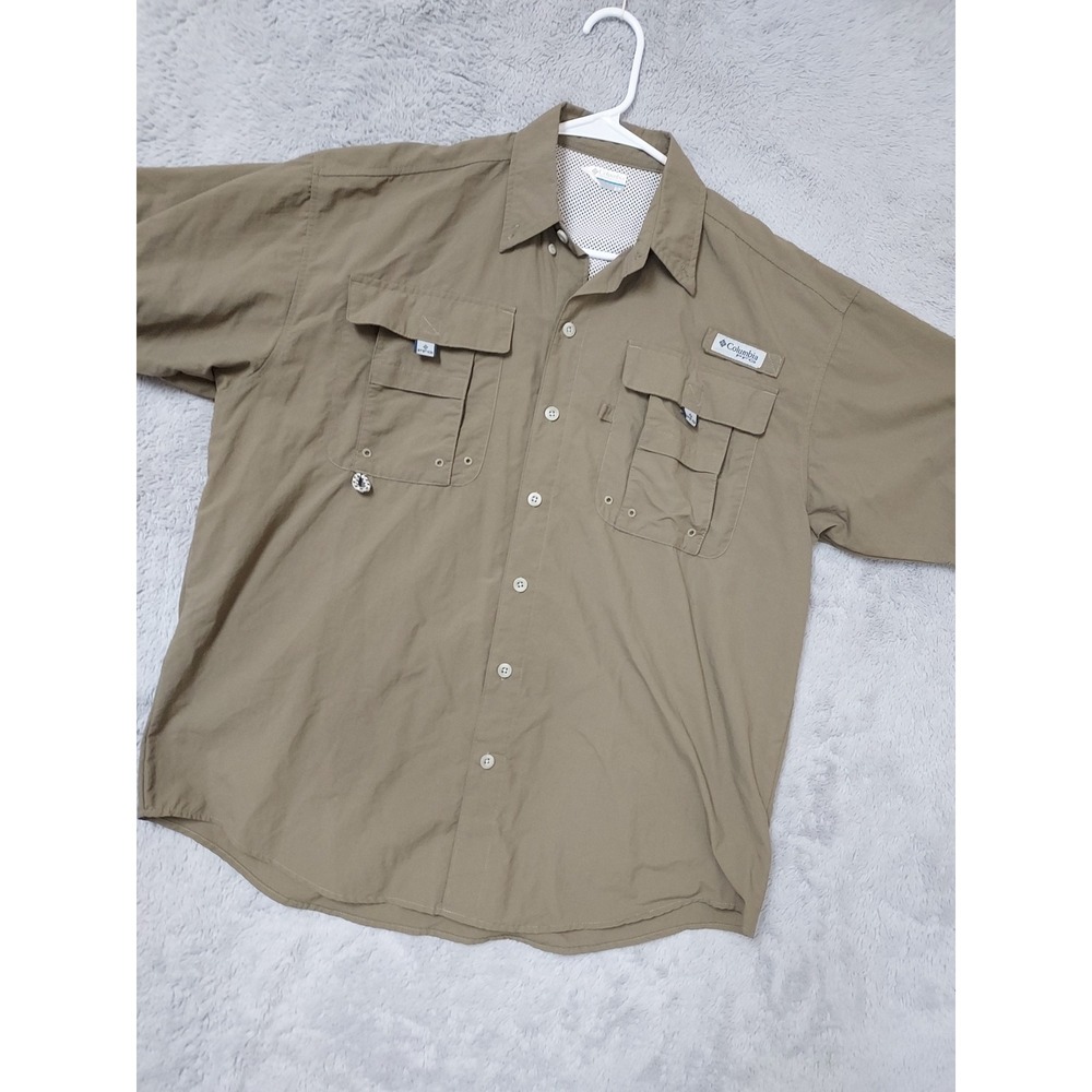 Columbia PFG Shirt Mens Small Bahama Fishing Short Sleeve Green Omni Shade S